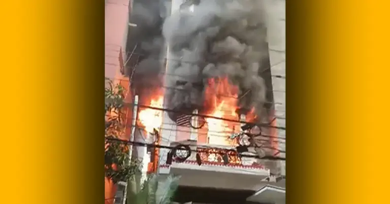 উত্তরায় আগুন লাগা ৭ তলা ভবন